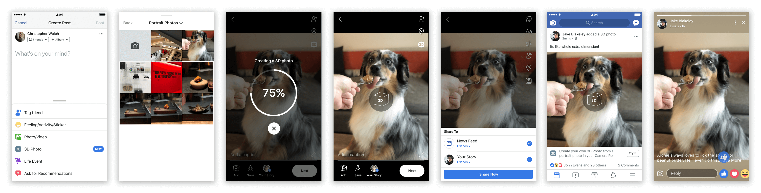 3D photos in composer, Newsfeed and Storys